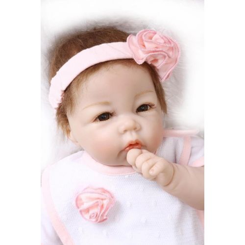  Nicery Reborn Baby Doll Soft Simulation Silicone Vinyl Half Cloth Body 22 inch 55 cm Magnetic Mouth Lifelike Vivid Boy Girl Toy for Ages 3+ RD50B002