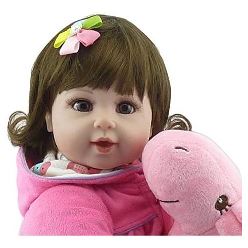  Nicery Reborn Baby Doll Soft Simulation Silicone Vinyl 20inch 50cm Magnetic Mouth Lifelike Vivid Boy Girl Toy Pink Clothes Pink Giraffe RD50C257W