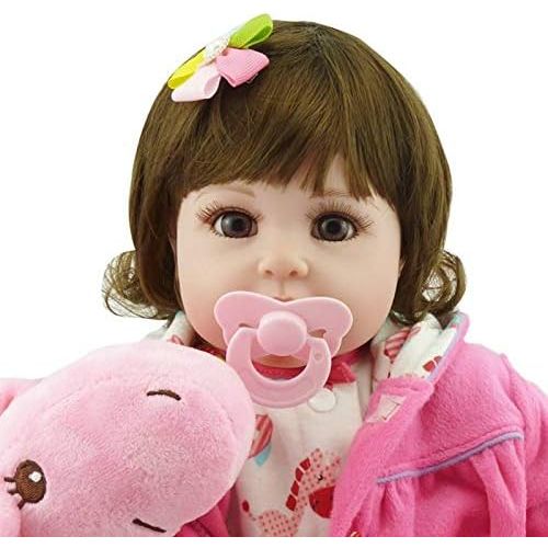  Nicery Reborn Baby Doll Soft Simulation Silicone Vinyl 20inch 50cm Magnetic Mouth Lifelike Vivid Boy Girl Toy Pink Clothes Pink Giraffe RD50C257W