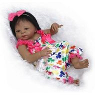 Nicery Reborn Baby Doll Indian African Black Skin 22inch 55cm Hard Simulation Silicone Vinyl Lifelike Vivid Boy Girl Toy Jumpsuit ID55Z004