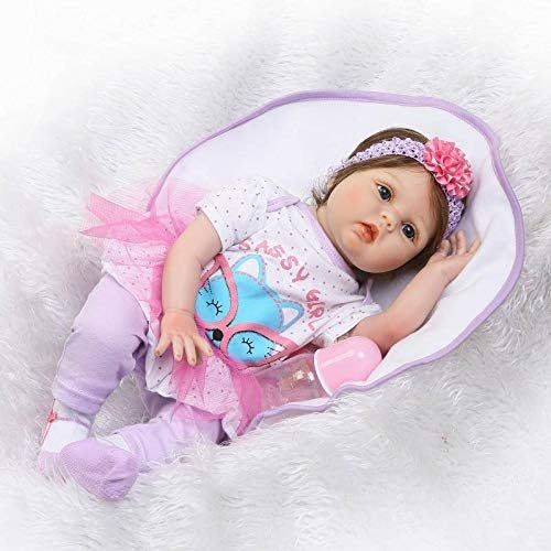  Nicery Reborn Baby Doll Soft Simulation Silicone Vinyl Cloth Body 22 inch 55 cm Magnetic Mouth Lifelike Vivid Boy Girl Toy for Ages 3+ Cloth Body RD55C228WF