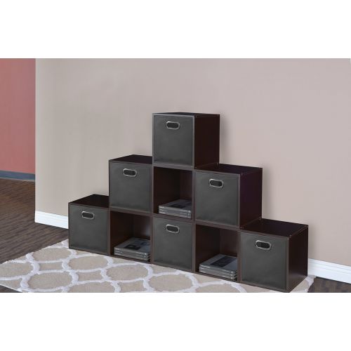  Niche NICHE Set of 6 Cubo Modular Storage Cubes and 3 Cubo Foldable Fabric Bins- Truffle/Natural