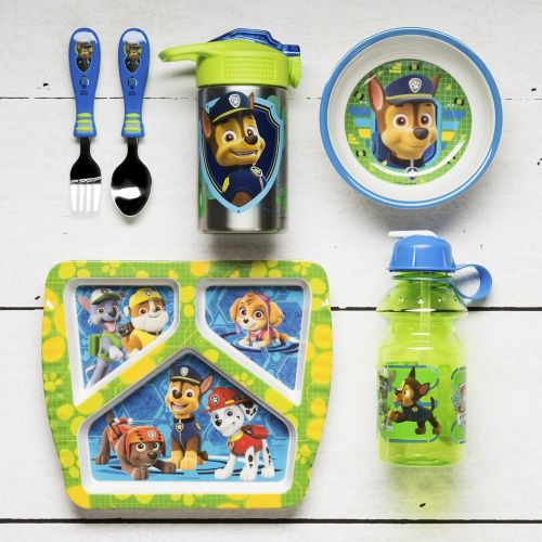  Nickelodeon Zak Designs Paw Patrol Divided Plate, Fork and Spoon Set, Paw Patrol, 3 piece set