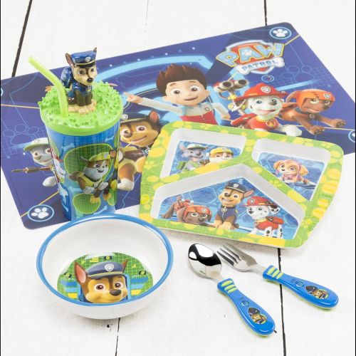  Nickelodeon Zak Designs Paw Patrol Divided Plate, Fork and Spoon Set, Paw Patrol, 3 piece set