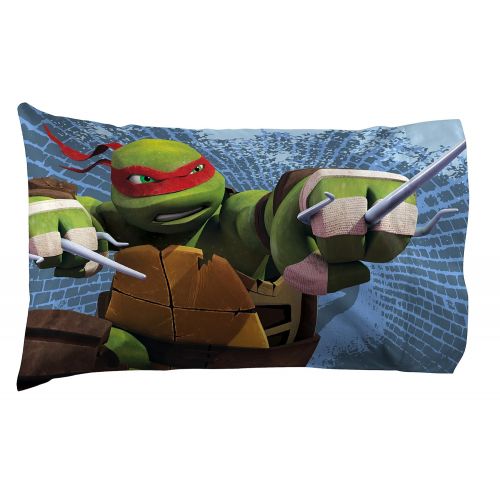  Nickelodeon Teenage Mutant Ninja Turtles Gnarly Royal Green/Gray Cotton/Polyester Standard 20 x 30 Pillowcase with Leonardo & Raphael