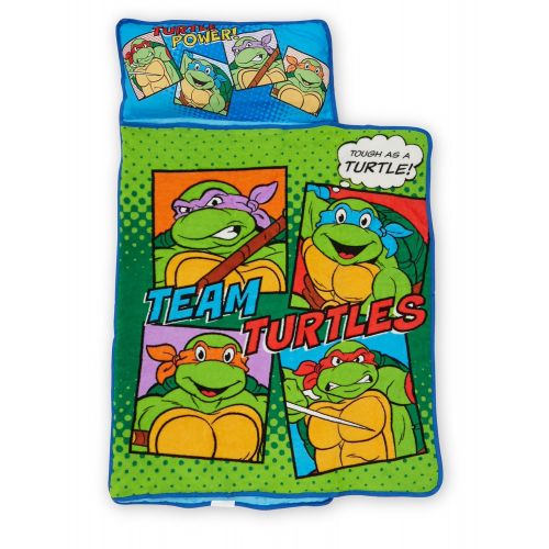  Nickelodeon Teenage Mutant Ninja Turtles Toddler Nap Mat - Includes Pillow and Fleece Blanket  Great for Boys...