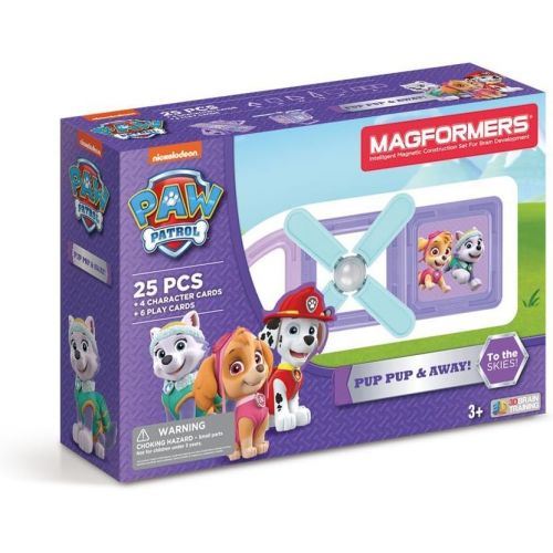  Nickelodeon Magformers Paw Patrol 25 Pieces Pup Pup & Away Set, Pink and Purple colors, Educational Magnetic Geometric shapes tiles Building STEM Toy Set Ages 3+