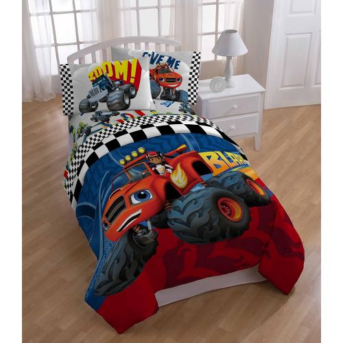  Nickelodeon Blaze Fast Track Twin Comforter - Super Soft Kids Reversible Bedding features Blaze and AJ - Fade Resistant Polyester Microfiber Fill (Official Nickelodeon Product)