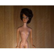 NicnaksEtc Vintage 1964 Bubble Cut Barbie, Brunette, side part, coral lips and nail polish, good condition