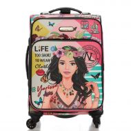 Nicole+Lee 18 Graphic Carry-on Luggage With Electronic Pocket And 4 Spinner Wheels