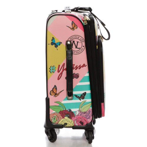  Nicole+Lee 18 Graphic Carry-on Luggage With Electronic Pocket And 4 Spinner Wheels