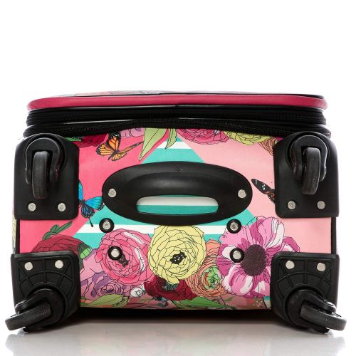  Nicole+Lee 18 Graphic Carry-on Luggage With Electronic Pocket And 4 Spinner Wheels