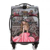 Nicole+Lee Nicole Lee Womens 18 Graphic Rose Carry-on Luggage, 4 Spinner Wheels, Vivian Dreams Paris