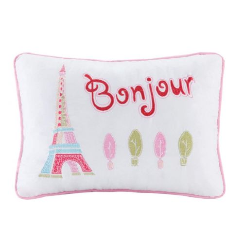  Nicole 8 Piece Girls Pink White I Love Paris Comforter Full Set, Cute Girly All Over France Inspired Bedding, Fun Pretty Eiffel Tower Bicycle Bike Hot Air Balloon Poodle Dog Themed Patter