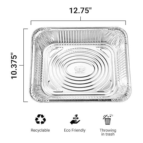  Nicole Home Collection Aluminum Pans With Lids Half Size 9x13 Extra Heavy Duty, Disposable Foil Pans For Baking (25 Sets)