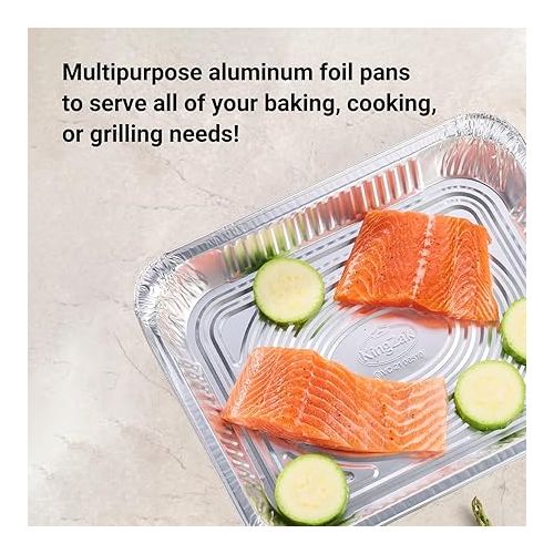  Nicole Home Collection Aluminum Pans With Lids Half Size 9x13 Extra Heavy Duty, Disposable Foil Pans For Baking (25 Sets)