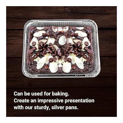  Nicole Home Collection Aluminum Pans With Lids Half Size 9x13 Extra Heavy Duty, Disposable Foil Pans For Baking (25 Sets)