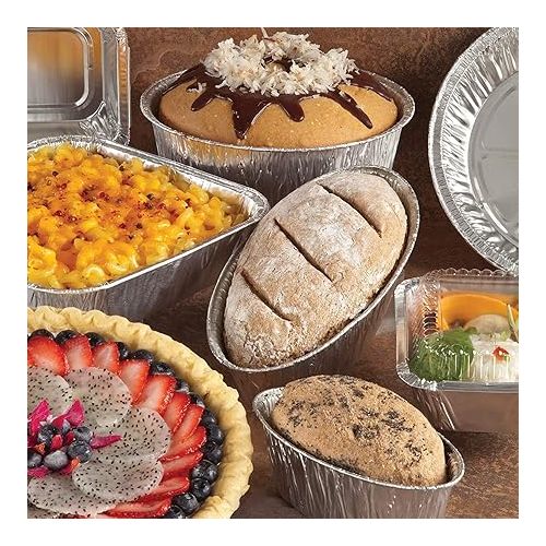  Nicole Home Collection Aluminum Pans With Lids Half Size 9x13 Extra Heavy Duty, Disposable Foil Pans For Baking (25 Sets)