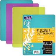 Flexible 3 Colored Cutting Board Mats set, Plastic, Colorful For Kitchen