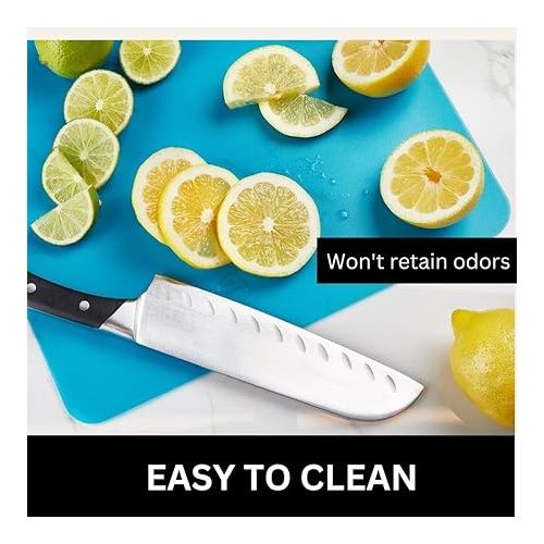  Flexible 3 Colored Cutting Board Mats set, Plastic, Colorful For Kitchen