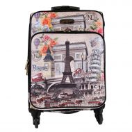 Nicole Lee Womens 20 Carry-on 4 Wheels Luggage, Camel Eiffel Tower Paris Print, Barroquil Europe