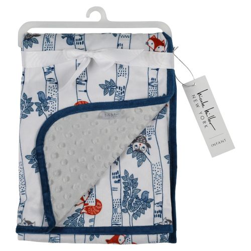  Nicole Miller New York Infant Boys Double Sided Mink Blanket, Owl and Fox Print