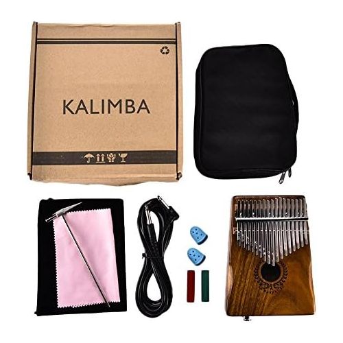  [아마존베스트]Nicololfle Kalimba 17 Key Finger Piano Mbira Kalimba Thumb Piano Acacia Thumb Piano Link Speaker Electric Pickup with Bag Cable