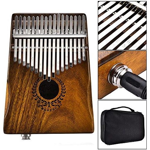  [아마존베스트]Nicololfle Kalimba 17 Key Finger Piano Mbira Kalimba Thumb Piano Acacia Thumb Piano Link Speaker Electric Pickup with Bag Cable