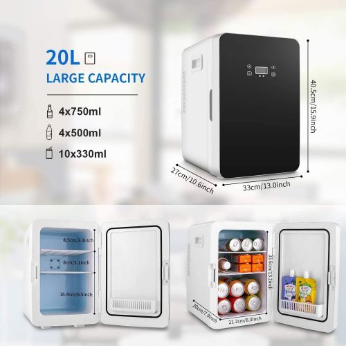  [아마존베스트]Cacat 20L Mini Fridge, Mini Freezer, Large Capacity Compact Cooler and Warmer with Digital Thermostat Display and Control Temperature, Single Door Mini Fridge Freezer for Cars, Road Trip