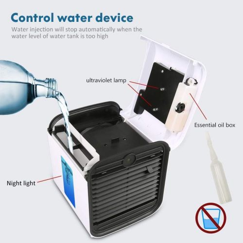  Nifogo Air Portable Cooler 3 in 1 Mini Mobile Klimaanlage Luftkuehler, Luftbefeuchter und Luftreiniger, Tragbare Klimaanlage Luftkuehler fuer Buero,Leakproof, New Filter (Weiss)