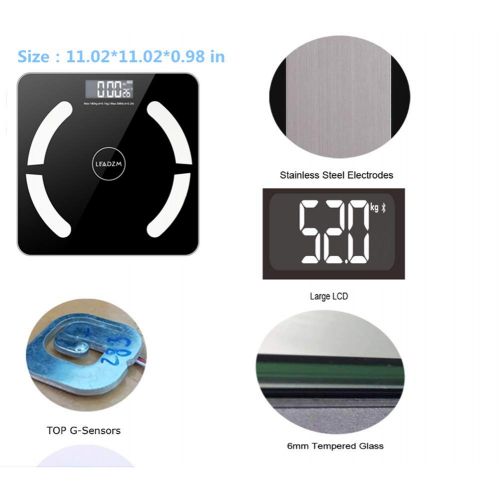  Nifogo Bluetooth Smart Body Fat Scale,Digital Body Composition Analyzer Measures Body Weight, Body Fat, Visceral Fat, Plus Muscle and Bone Mass (Black)