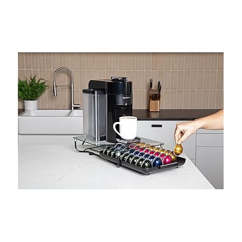 Nifty Solutions Glass Top Vertuoline Pod Capsule Drawer - Compatible with Nespresso Vetuo Pods, 40 Large or 52 Small Pod Capsule Holder