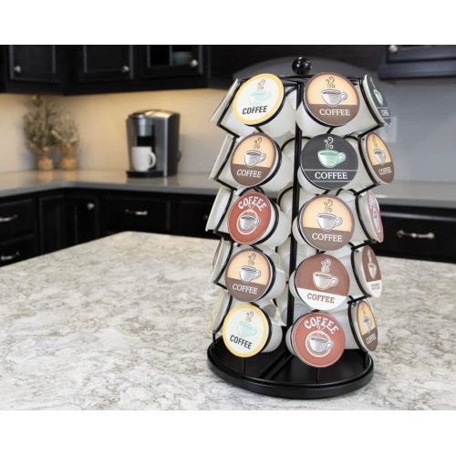  Nifty Solutions Nifty Coffee Pod Carousel ? Compatible with K-Cups, 35 Pod Pack Storage, Spins 360-Degrees, Lazy Susan Platform, Modern Black Design, Home or Office Kitchen Counter Organizer