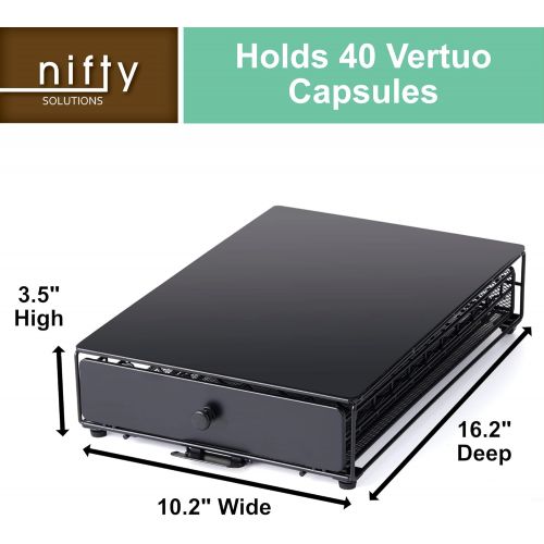 [아마존베스트]NIFTY Store 40 Large or Small Pods Vertuoline Capsule Storage Drawer, Satin Black Finish