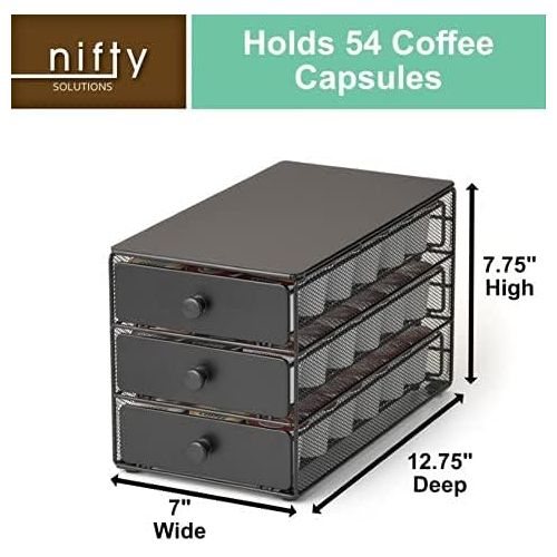  [아마존베스트]Nifty 3-tier Large Capacity Coffee Pod Storage Drawer for K-Cup Pods. 54 Pod Capacity only 7 inches wide