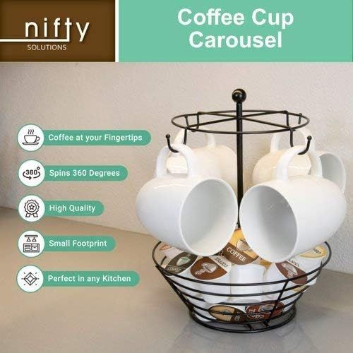  [아마존베스트]NIFTY 8830 Storage Basket Coffee Cup Carousel, One Size, Black