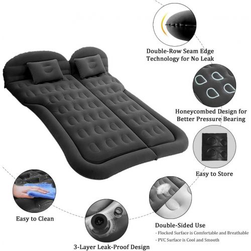  Nifusu SUV Air Mattress Camping Beds, Inflatable Thickened Car Mattress Backseat with Two Pillow and Electric Air Pump, Double-Sided Portable Sleeping Pad for Home, Outdoor and Tra