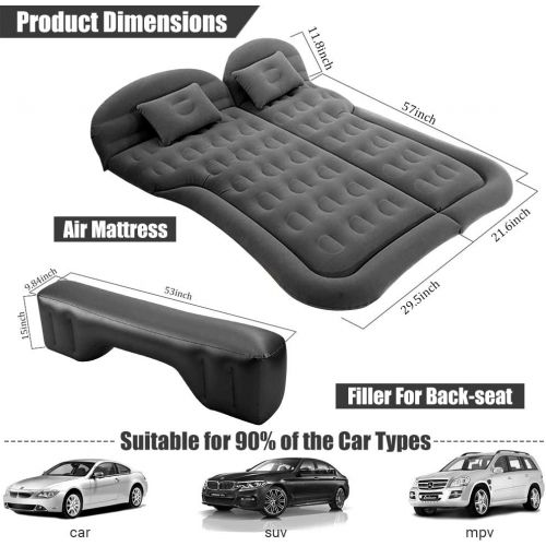  Nifusu SUV Air Mattress Camping Beds, Inflatable Thickened Car Mattress Backseat with Two Pillow and Electric Air Pump, Double-Sided Portable Sleeping Pad for Home, Outdoor and Tra