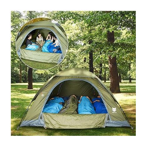  Night Cat Camping Tents 1 2 3 4 Persons with Unique Rainfly Backpacking Tent Easy Clip Setup Double Layers 2 Doors Waterproof Lightweight,3-4 Persons