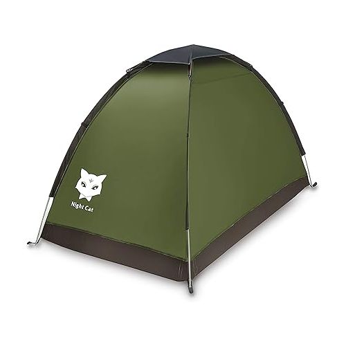  Night Cat Backpacking Tent for One 1 to 2 Persons Lightweight Waterproof Camping Hiking Tent for Adults Kids Scouts Easy Setup Single Layer 2.2x1.2m