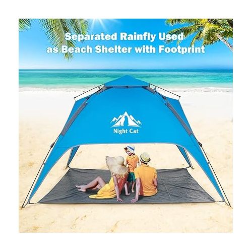  Night Cat Instant Popup Tents 2-3 Persons with Footprint Tarp Easy Setup Camping Tent with Rainfly Double Layers Waterproof Automatic Hydraulic Mechaism