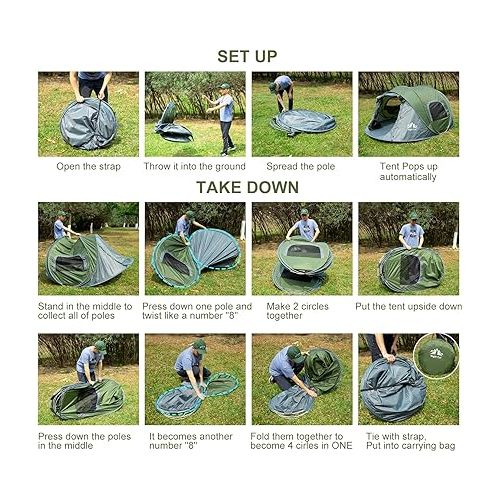  Night Cat Pop-up Camping Tent: 2 Person Tent Waterproof Instant Easy Setup Family Tent