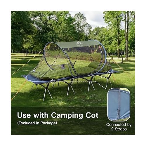  Night Cat Pop-up Mosquito Tent: 1 Person Camping Tent with Bug Screen Net Adults Kids Fits with Camping Cot (Exclueded)