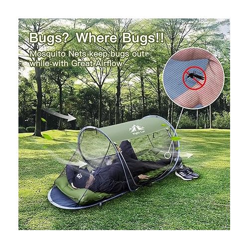  Night Cat Pop-up Mosquito Tent: 1 Person Camping Tent with Bug Screen Net Adults Kids Fits with Camping Cot (Exclueded)