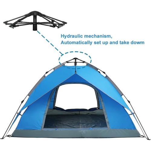  Night Cat Waterproof Camping Tent for 1 2 3 4 Person with Footprint Tarp Easy Instant Pop Up Tent Automatic Hydraulic Rainproof Tent with Rain Fly