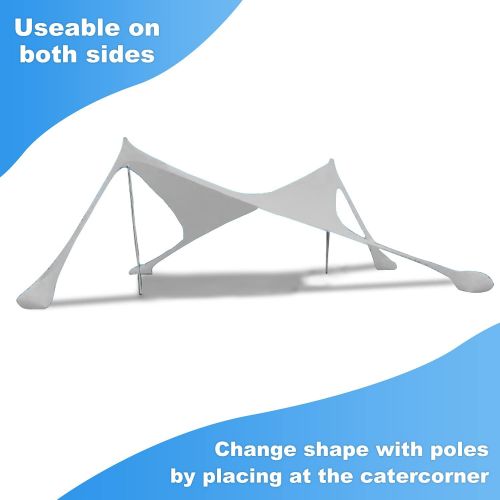  Night Cat Beach Tent Shelter Sun Shade Pop Up Canopy for Family Camping Outdoors Portable Lightweight with Sand Shovel UV Protection 10x9ft 2 Poles
