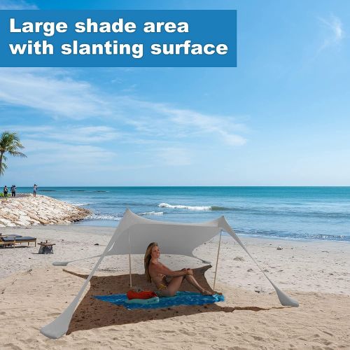  Night Cat Beach Tent Shelter Sun Shade Pop Up Canopy for Family Camping Outdoors Portable Lightweight with Sand Shovel UV Protection 10x9ft 2 Poles