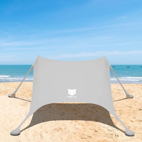  Night Cat Beach Tent Shelter Sun Shade Pop Up Canopy for Family Camping Outdoors Portable Lightweight with Sand Shovel UV Protection 10x9ft 2 Poles