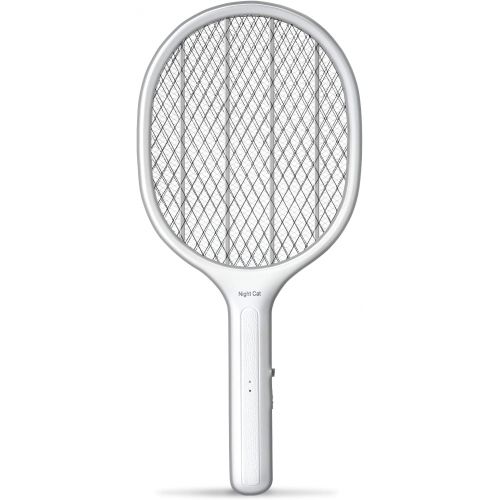  Night Cat Electric Swatter Racket USB Rechargeable LED Lighting Double Layers Mesh Protection