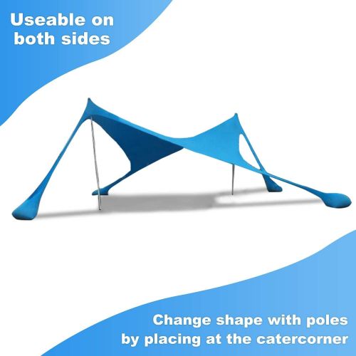  Night Cat Beach Tent Shelter Sun Shade Pop Up Canopy for Family Camping Outdoors Portable Lightweight with Sand Shovel UV Protection 10x9ft 2 Poles